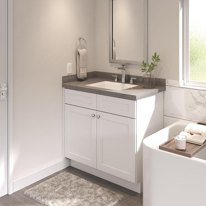 Furinno Shaker Bath Vanity Cabinet Without Top, Ready to Assemble, 21 D x 36 W x 34.5 H, White