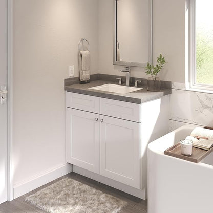 Furinno Shaker Bath Vanity Cabinet Without Top, Ready to Assemble, 21 D x 36 W x 34.5 H, White