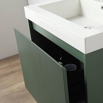 Blossom 24 Inch Modern Bathroom Vanity - All Wood Wall Mount Vanity - Pre-Assembled Floating Cabinet with Acrylic Sink - Soft-Close - Designer Aventurine Green