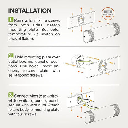 ASD 36 Inch LED Bathroom Vanity Light, 5CCT 2700K-5000K 30W, Dimmable Bathroom Light Fixtures, Modern Vanity Lights for Bathroom Lighting Fixtures Over Mirror, Wall Light Bar, Brushed Nickel, ETL, 2P