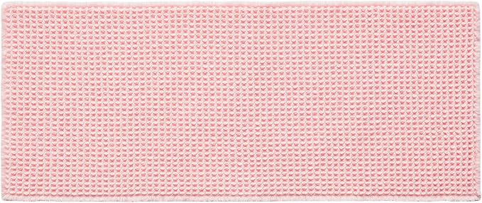 TYUU Waffle Runner Rug Bathroom, Long Cute Bath Mat 60x24 Light Peachy Pink | Super Absorbent Quick Dry Bath Rug, Non-Slip Backing, Soft Waffle Washable Farmhouse Bathroom Mats, Tub, Shower & Home Decor