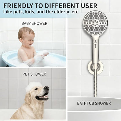 Brushed Nickel Handheld Shower Head, 9 Spray Modes High Pressure Showerhead | 71 Inch Kink-free Hose, Power Wash for Low Pressure Homes, Pet Tub Tile Cleaning
