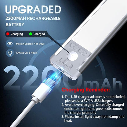 14.7inch Under Cabinet Lighting with 3 Color Temps, 2 Pack Rechargeable Motion Sensor Light Indoor, 5 Levels Dimmable Magnetic Closet Lights, Wireless Under Counter Lights for Kitchen, Stairs