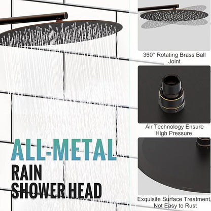 SR SUN RISE Shower Faucet - 16 Inch Multifunctional High Pressure Shower Head System with Handheld Shower Head Fixtures - Valve Included - Oil Rubbed Bronze