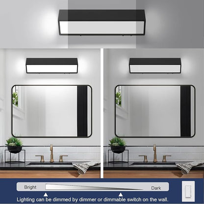 LED Modern Bathroom Vanity Light Fixtures (16-Inch, 5CCT, Dimmable), Modern Acrylic Bathroom Wall Lighting Fixtures Over Mirror, Matte Black