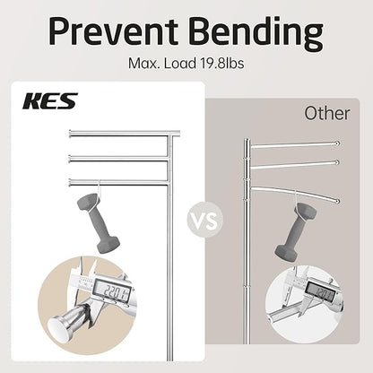 KES Free Standing Towel Racks for Bathroom, 3 Swivel Bars 40-Inch Bath Towel Rack Stand with Weighted Marble Base, Premium 18/8 Stainless Steel Polished Finish, BTH219