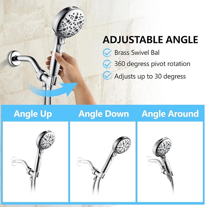 Shower Head with Handheld, 9-Setting High Pressure Shower head with handhelds, Built-in Handheld Power Spray, 79in Extra Long Stainless Steel Hose & Shower Head Holder–Lower Mounting