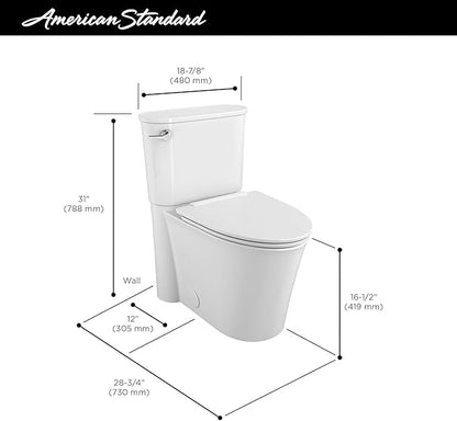 American Standard 226AA105.020 Studio S Height Elongated Toilet with Seat-Right Hand Trip Lever, White