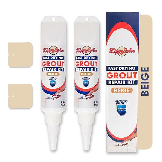 Tile Grout Repair Kit, Refresh Tile Grout Filler (2 Pack, Beige) | Restore & Renew Tile Joints, Fast-Drying Grout Sealer & Paint, Squeeze Tube for Bathroom, Shower & Kitchen Floors, Waterproof