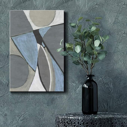 Renditions Gallery Canvas Abstract Wall Art Modern Paintings Decorations Blue Grey Soft Jewel Geometric Canvas Wall Hanging Artwork Prints for Bedroom Living Room Office - 8"x12" LT02