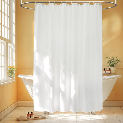 Seenus Extra Long Fabric Shower Curtain Liner Waterproof, 72 x 76 inch Washable Cloth Shower Liner with 3 Weighted Magnets, Neutral White Minimalist Shower Curtain Long