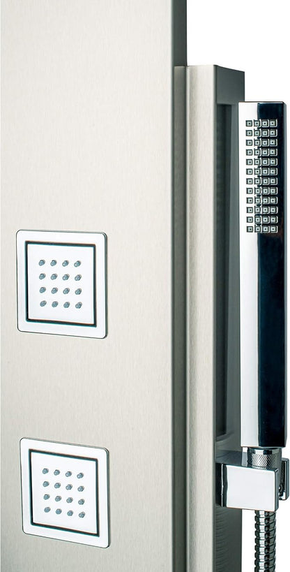 Blue Ocean 59 Inch Stainless Steel SPS8897 Shower Panel with Rainfall Shower Head, Body Nozzles, and Handheld Shower Head