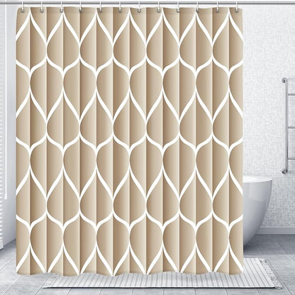 Gelbchu Geometric Shower Curtain for Bathroom, Cream, 72x72 | with Hooks, Premium Polyester, Quick Dry, Water Repellent, Machine Washable, Rustproof Grommets, Modern Minimalist