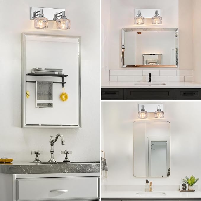 Chrome Vanity Light 2 Lights Vanity Lights for Bathroom Light Fixtures(13.3inches in Length)