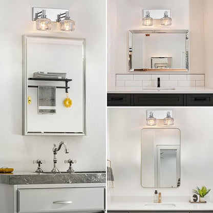 Chrome Vanity Light 2 Lights Vanity Lights for Bathroom Light Fixtures(13.3inches in Length)