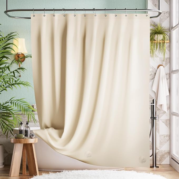 Bathway Shower Curtain Liner, Beige Shower Curtain Liner 72x72 PEVA Waterproof Shower Curtain Liner Plastic with 3 Magnets and 12 Rustproof Metal Grommets, Lightweight Shower Liner for Bathroom