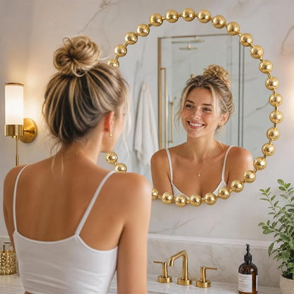 Madison Park 27 inch Gold Round Mirror, Round Mirrors for Wall Decor, Metal Frame Circle Mirrors for Bathroom, Living Room, Circle Wall Metal Art Mirror