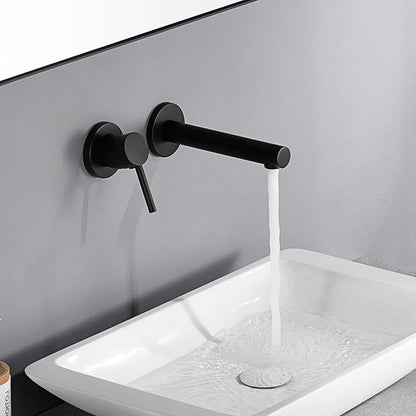 sumerain Single Handle Left-Handed Matte Black Wall Mount Bathroom Faucet, Lavatory Basin Faucet