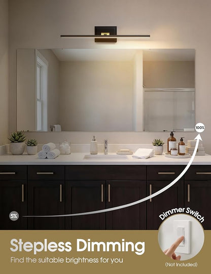 VOLISUN Modern Bathroom Vanity Light 31.5 inch, Rotatable, 18W Dimmable 5CCT Led Bathroom Light Fixture Over Mirror, Black Gold Bar Vanity Light for Bathroom Mirror Cabinets-ETL Certificated