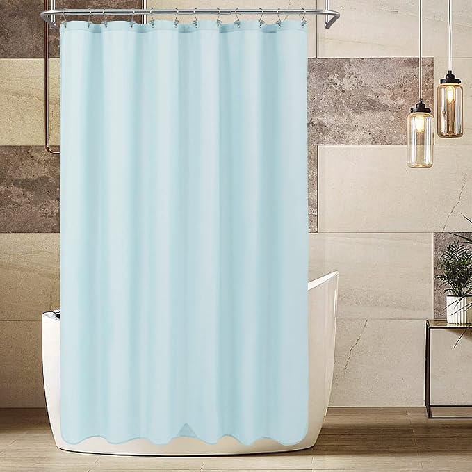 ALYVIA SPRING Extra Long Waterproof Fabric Shower Curtain Liner Blue, 72x84 | 3 Magnets, Soft Cloth & Hotel Quality, Machine Washable, Light-Weight, Extra Long Size
