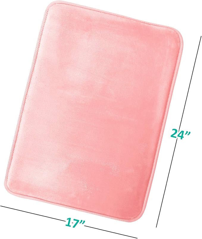 Clara Clark Bathroom Rugs, Velvet Memory Foam Bath Mat, Non-Slip, Machine Washable Bath Rugs - Dries Quickly, Ultra Soft Plush Bath Mats for Bathroom, 17 x 24, Coral Pink