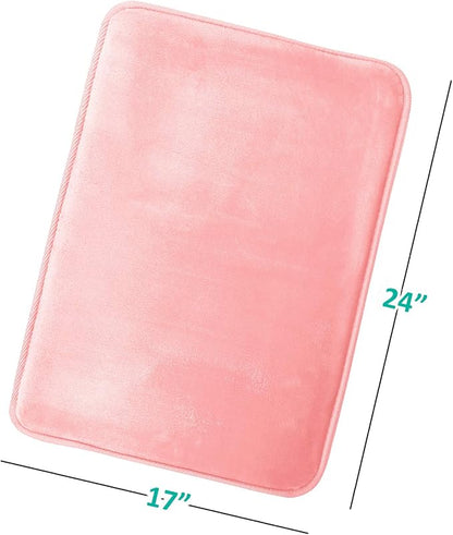 Clara Clark Bathroom Rugs, Velvet Memory Foam Bath Mat, Non-Slip, Machine Washable Bath Rugs - Dries Quickly, Ultra Soft Plush Bath Mats for Bathroom, 17 x 24, Coral Pink