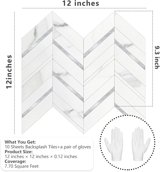 STICKGOO Herringbone Tile Peel and Stick Backsplash for Kitchen&Bathroom