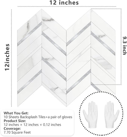 STICKGOO Herringbone Tile Peel and Stick Backsplash for Kitchen&Bathroom