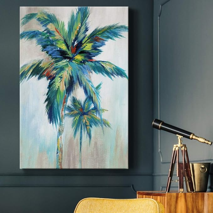 Renditions Gallery Canvas Nature Wall Art Home Paintings & Prints Decorations Colorful Palm Trees Abstract Canvas Wall Hanging Artwork for Living Room Office Home Kitchen - 8"x12" LT02