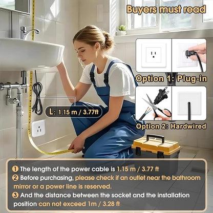 LED Bathroom Mirror, 20x28 in Vanity Mirrors with Backlit Lights for Shaving, Fogless Makeup Mirror Wall Mounted with Demister, Dimmable 3 Color Lighting, IP54, Vertically Only