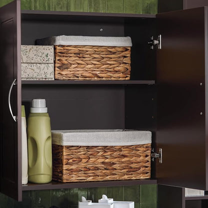 SoBuy Wall Cabinet, Bathroom Storage, 23.6 x 11.8 x 23.6 in, MDF, Brown | Standard Floating Wall Storage Cabinet With Flexible Shelf Layout, Universal Cabinet For Daily Home General Storage