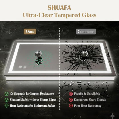 30X36 Inch Frontlit+ Backlit LED Bathroom Mirror with Lights | Bathroom Vanity Mirror for Wall, Ultra-Clear Tempered Glass, Shatter-Proof, Anti-Fog and Memory Function, ETL Listed