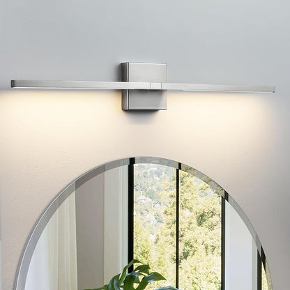 Bathroom Vanity Light Fixtures - 30inch Dimmable Brushed Nickel Bathroom Lights Over Mirror 18W LED Vanity Light Bar 3500K Modern Wall Sconce Lighting for Mural