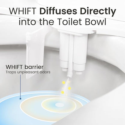 LUXE Bidet WHIFT 185 Bidet - Deodorizing EZ-Lift Bidet Attachment, Chrome | Non-Electric, Built-In Deodorizing Spray, Cold Water, Lemon Refill Included, Easy Slide-In Install, Rear & Feminine Wash