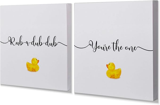 You're The One Rubber Ducky Bathroom Décor Set of 2 Gallery Wrapped Canvas Wall Art