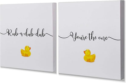 You're The One Rubber Ducky Bathroom Décor Set of 2 Gallery Wrapped Canvas Wall Art