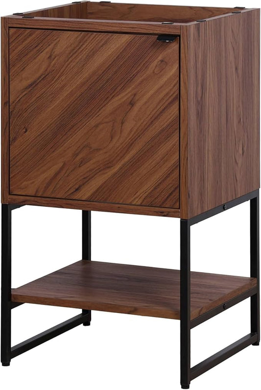 JONATHAN Y VAN1012B Juhl 20 in. W x 18 in. D x 33 in. H Chevron-Front Modern Minimalist 2-Shelf Bathroom Vanity Cabinet Only with Soft Closing Doors (Sink Basin Not Included), Walnut