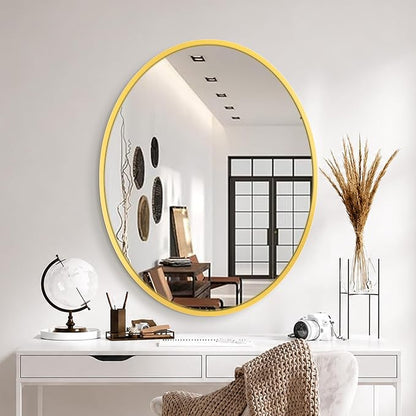 28x22 Gold Oval Bathroom Mirror for Over Sink, Aluminum Frame | HD Reflection No Distortion, Aluminum Frame, Mounting Hardware for Vertical or Horizontal Mount
