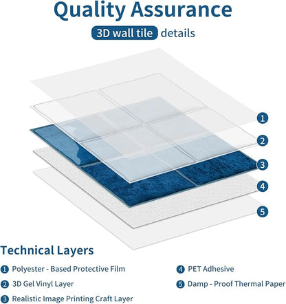 Ocean Blue 24 Sheets 6x6 Inch Peel and Stick Subway Tile Backsplash, Self Adhesive Wall Tiles for Kitchen Bathroom, Thick Waterproof Heat Resistant, Easy Install No Grout, Renter Friendly