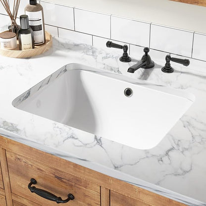 GAOMON Undermount Bathroom Sink, Rectangular 20"x15" Vessel Sink White Ceramic Lavatory Vanity Vessel Sink with Overflow - white