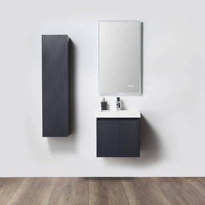Blossom 20 Inch Bathroom Vanity with Sink and Side Cabinet, All Wood Floating Bathroom Vanity with Acrylic Sink, Bathroom Sink Cabinet with Soft-Close Drawer, Modern Style Vanities, Night Blue