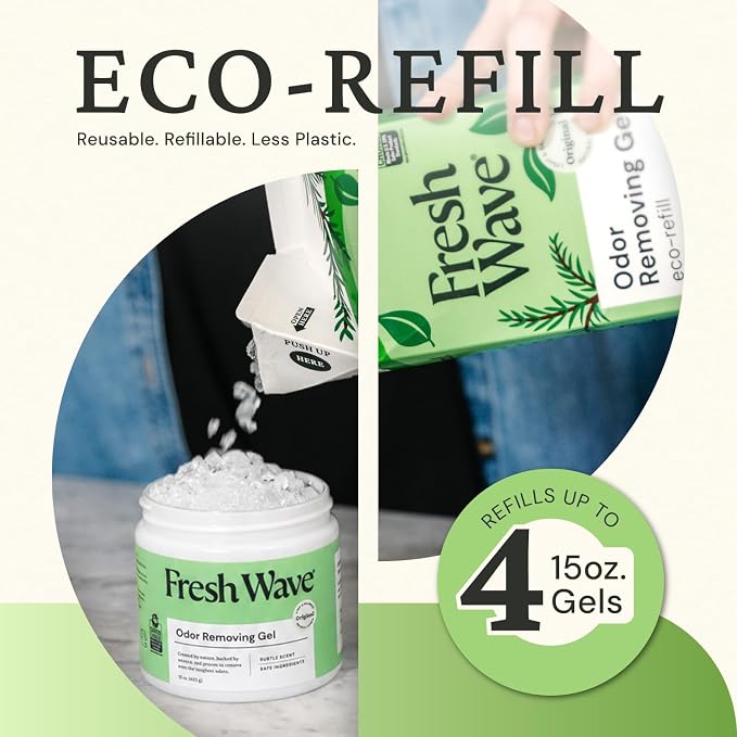 Fresh Wave Original Odor Eliminator Gel 15 oz - Air Freshener for Home | Lasts 30-60 days. Plant-based odor absorber. No perfumes or harsh chemicals. Bathroom & closet deoderizer. Refills available.
