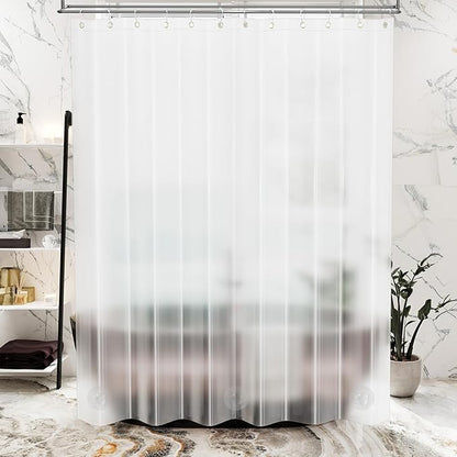 AmazerBath 72x96 Shower Curtain Liner Plastic, Extra Long Shower Curtain Thick PEVA, Frosted Bathroom Curtain Liner 96 Length, Heavy Duty Shower Curtain with 3 Weighted Stones and 12 Grommet Holes