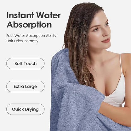 JML Bath Towels, Pack of 4, 30"x60", Large Microfiber Towel Set, Ultra Soft, Super Absorbent, Fast Drying, Perfect for Suana, Shower, Pool, Sport, Travel, Fitness, SPA,Yoga, Coral Fleece - Blue