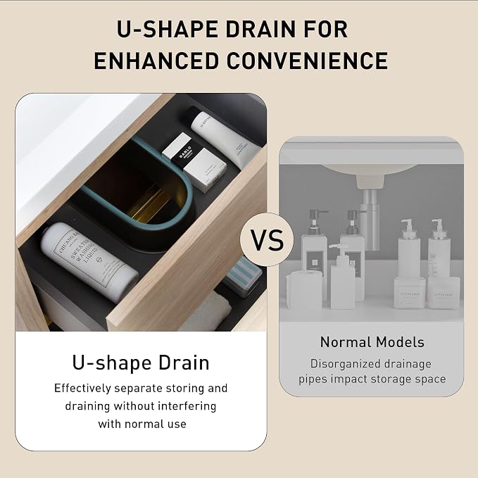 30" Floating Bathroom Vanity with Sink, Wall-Mounted Bathroom Storage Vanity Cabinet with Resin Top Basin and Soft Close Drawers, Fully Assembled, Natural Oak