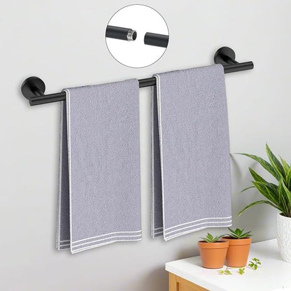 Black Bathroom Accessories Set, 7 Pieces Black Towel Bar Bathroom Hardware Set, 31.5 Inch Towel Racks for Bathroom, SUS304 Stainless Steel Bathroom Towel Holder Toilet Paper Holder Wall Mounted