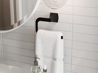 Pfister Bruxie Towel Ring, Hand Towel Holder for Bathroom, Wall-Mounted, Screw-In, Matte Black Finish, BRBBIE0B