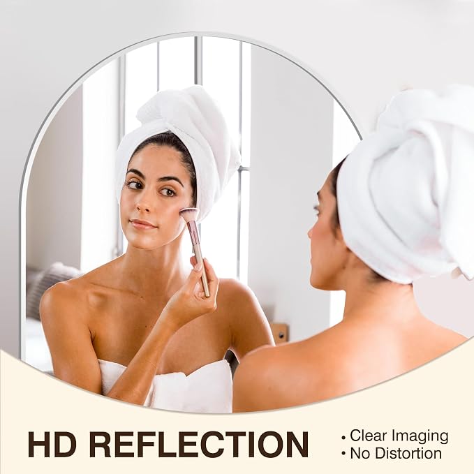 FICTOR 30" x 32" Arched Bathroom Vanity Mirror for Over Sink, Silver | Anti-Rust Metal Framed, HD Tempered Shatter-Proof Glass, Modern Wall Mirror for Entryway, Living Room, Bedroom