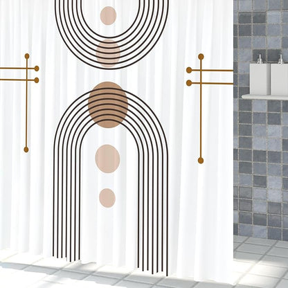 Mid Century Boho Shower Curtain Abstract Arch Sun Rainbow Modern Minimalist Geometric Aesthetic Shower Curtains for Polyester Fabric Bathroom Decorations 60x72 inch