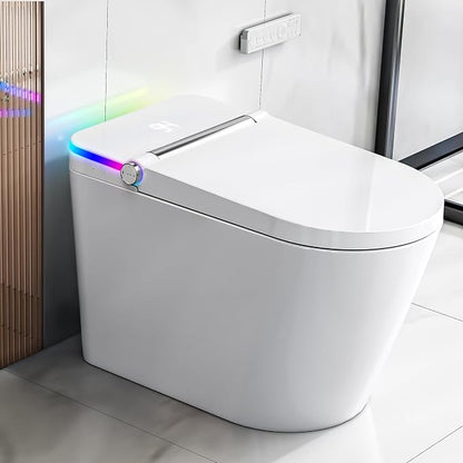 Smart Toilet with Bidet Built In, Heated Seat, Warm Water Wash & Dryer, Tankless Bidet Toilet with Foot Sensor & Night Light, Auto Open/Close Lid & Flush, Wireless Remote, 1.26GPF Water-Saving Design